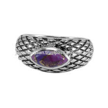 Purple Copper Turquoise 925 Solid Silver Ring Jewelry